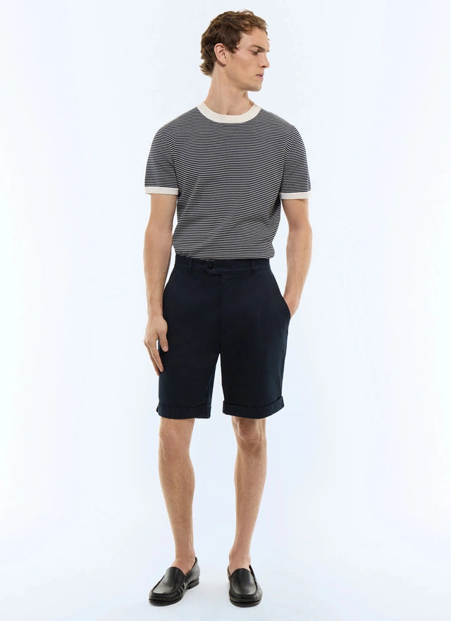 Straight cotton twill Bermudas