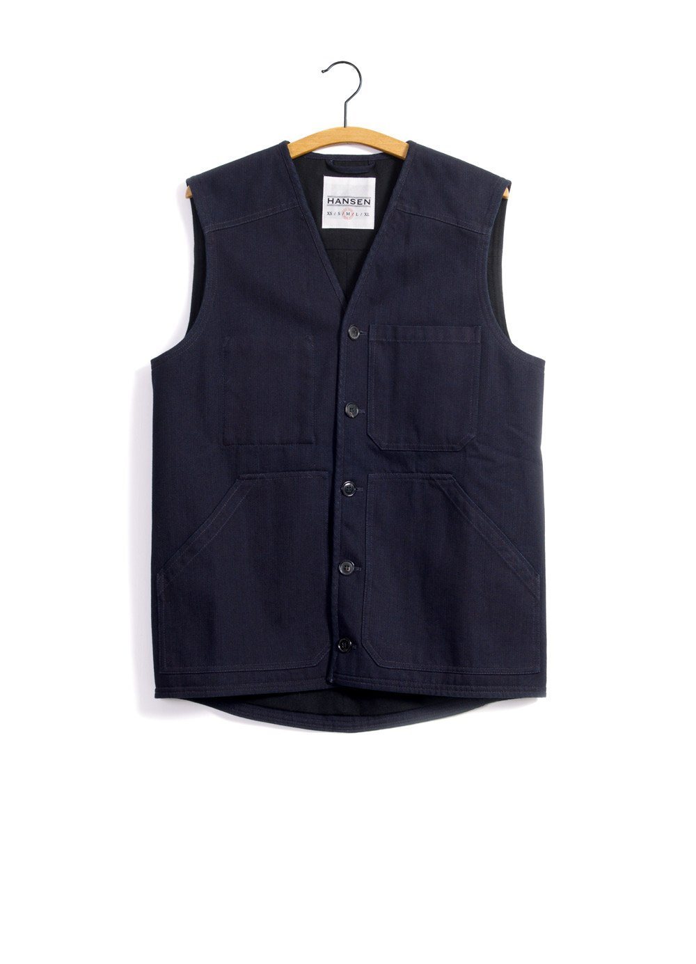 BERNT | Wool Lined Work Vest | Black Indigo