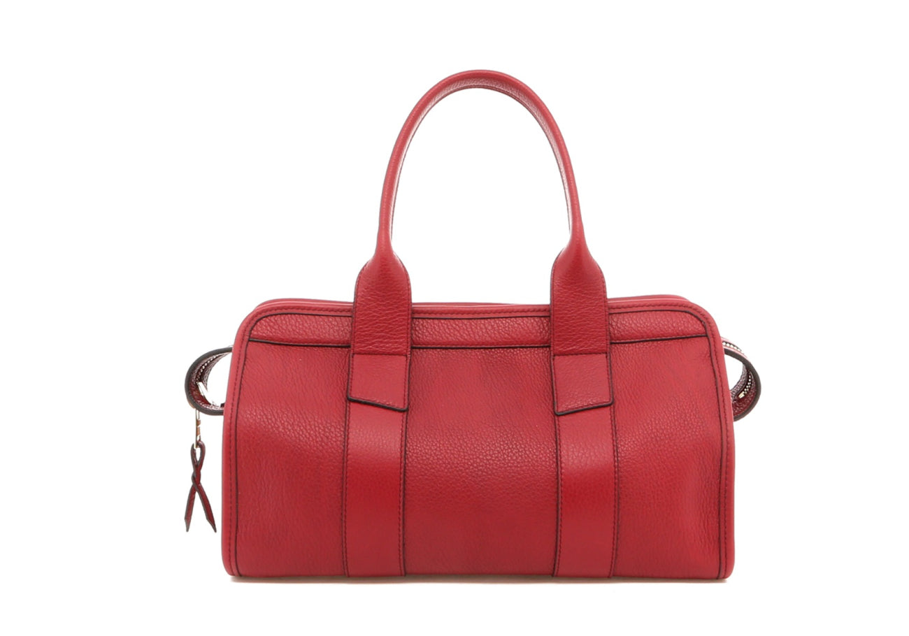 Small Signature Satchel Berry Pebbled Leather
