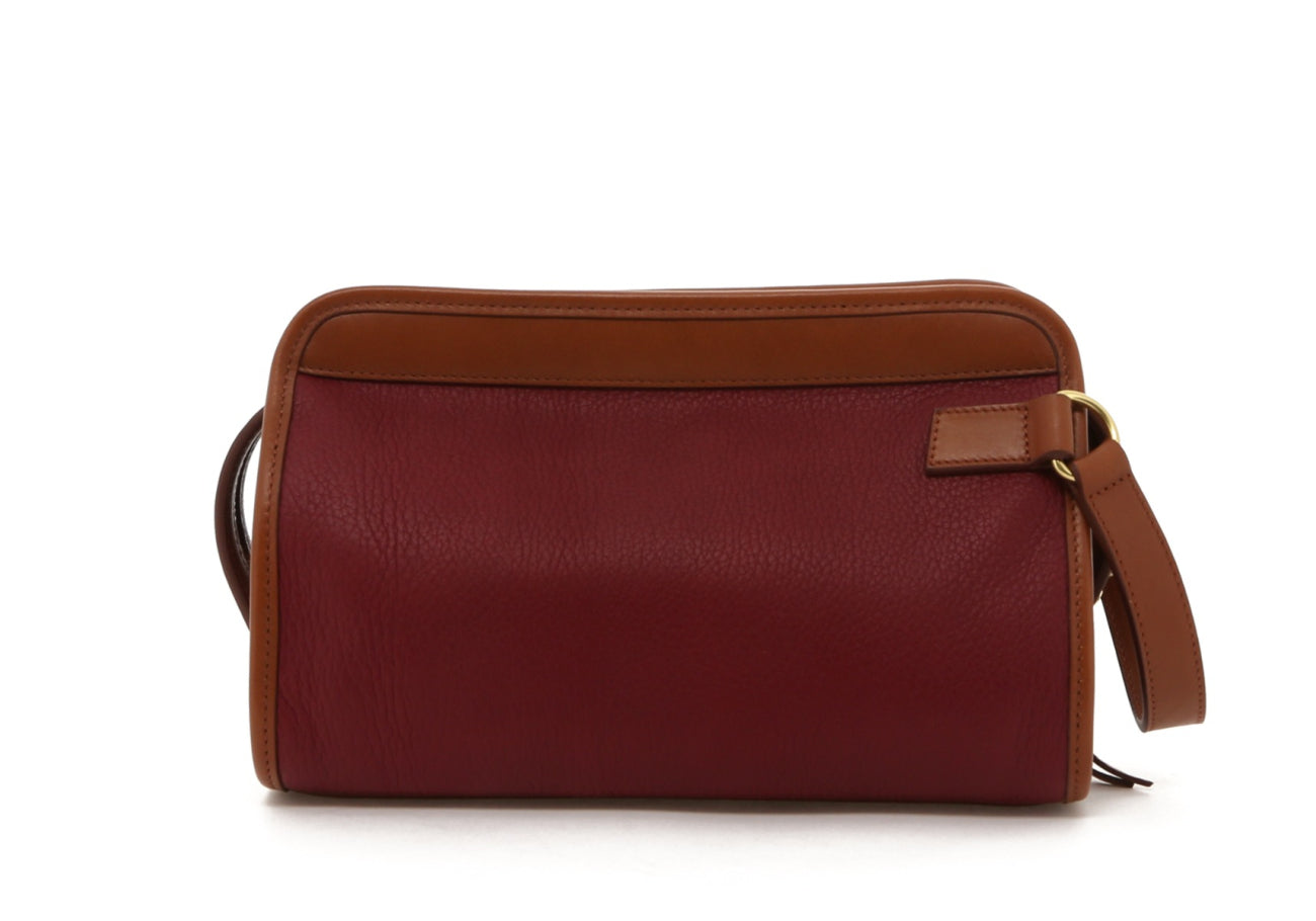 Small Travel Kit - Berry/Cognac - Tumbled Leather