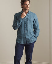 Benbaun Irish Linen Shirt | Green Tailored Fit Shirt