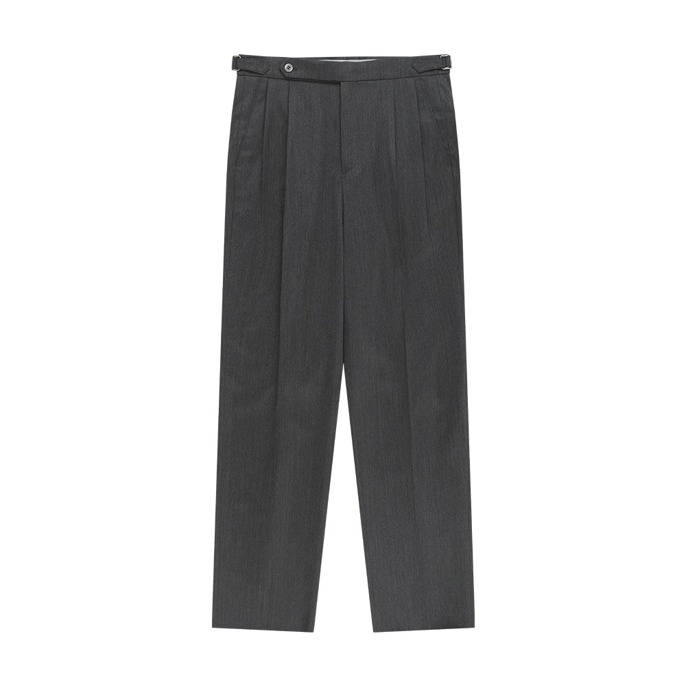 Essential Wool Gabardine Adjust Twill 2 Pleated Relaxed Trousers