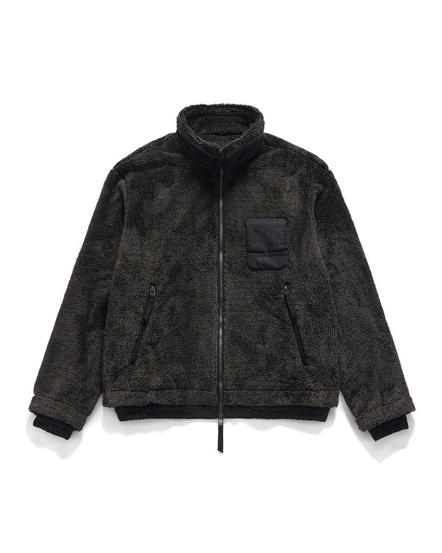 FLEECE FRENCH COACH JACKET / BLACK