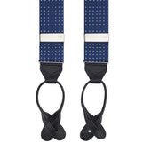 White Small Spot Adjustable Silk And Leather Braces