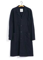 BIRGER | Long Work Coat | Indigo Herringbone