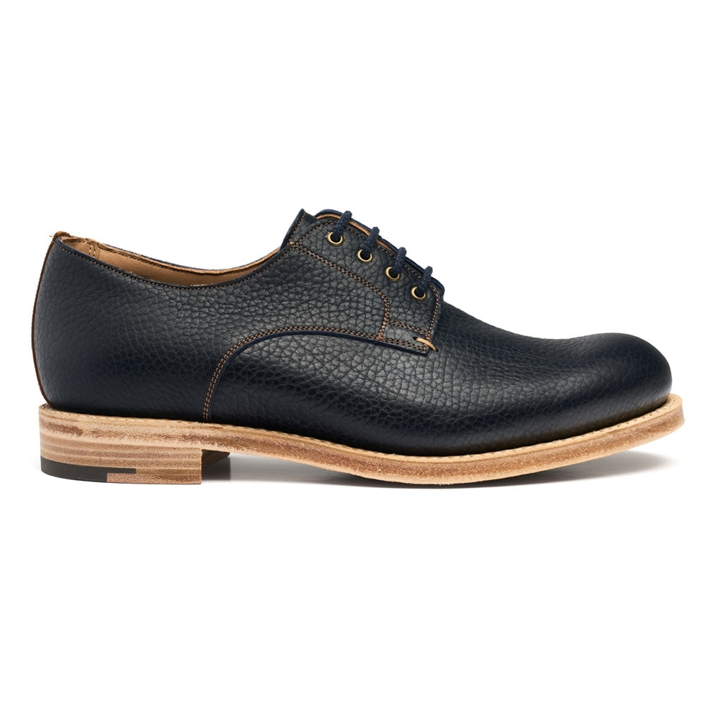 Bison Derby Shoe In Navy Buffalo Leather