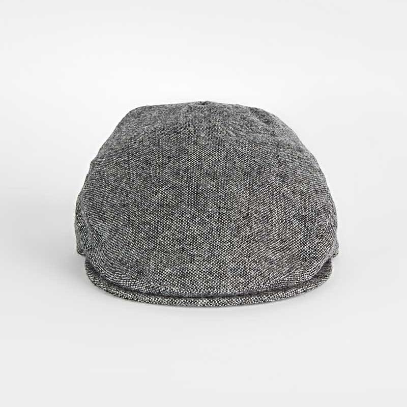 White Plain Weave Wool Flat Cap
