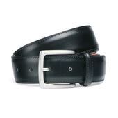 Black Calf Belt with Silver Buckle