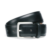 Black Calf Belt with Silver Buckle