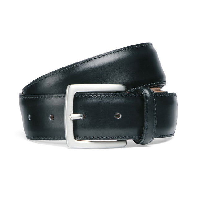 Black Calf Belt with Silver Buckle