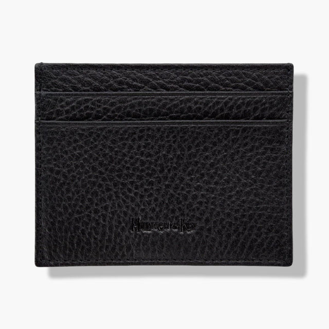 Black Calf Leather Double Sided Card Holder