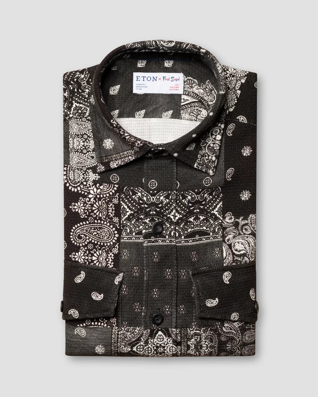 Dobby Overshirt Monochrome Patchwork Print Eton
