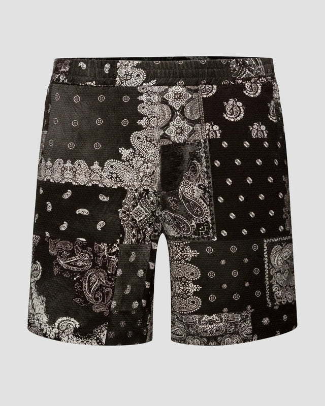 Black Dobby Shorts – Monochrome Patchwork Print - Eton