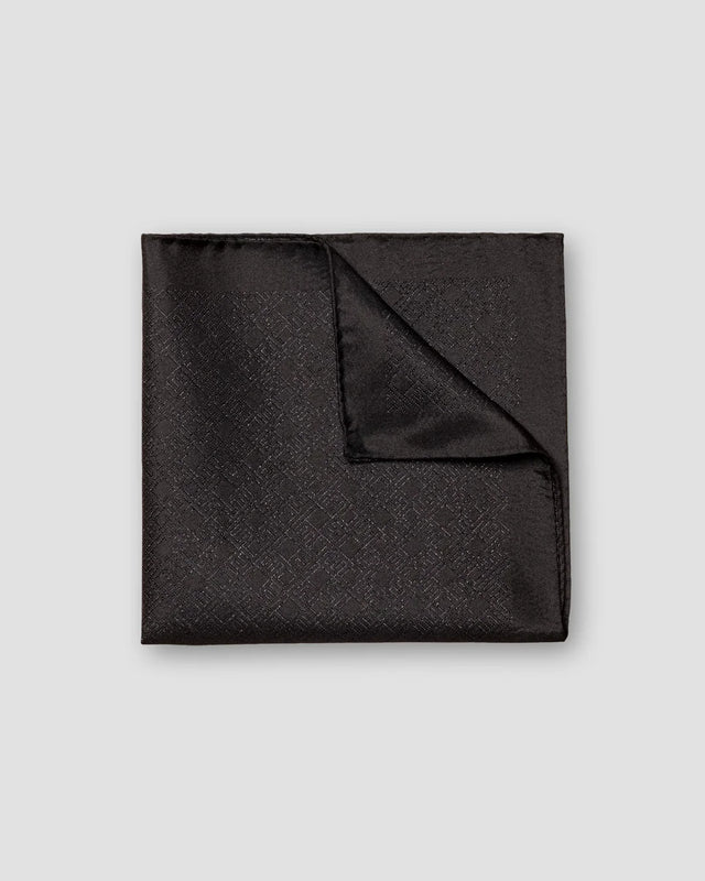 Black Double-E Silk Blend Pocket Square