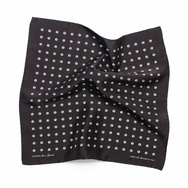Brown Sandwashed Silk Eye Dot Pocket Square