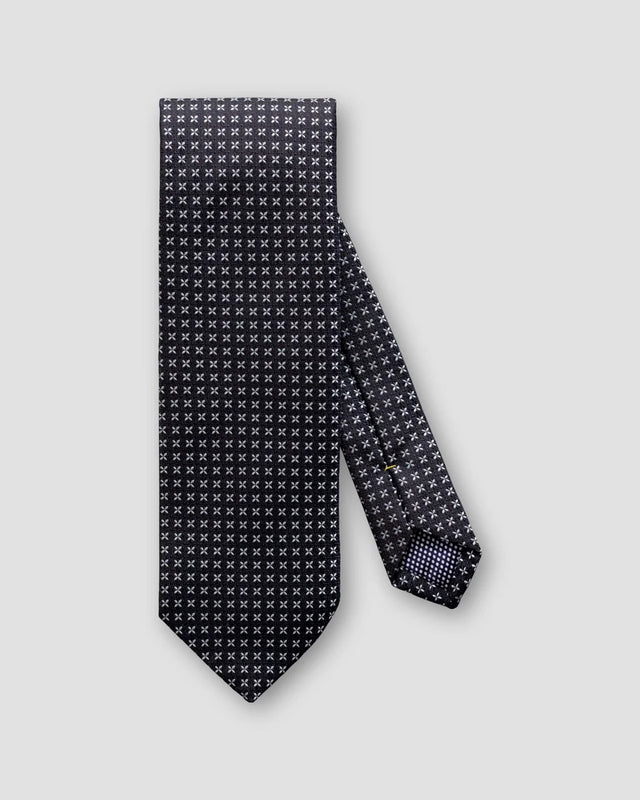 Schwarze Krawatte mit geometrischem Blumenmuster - Eton