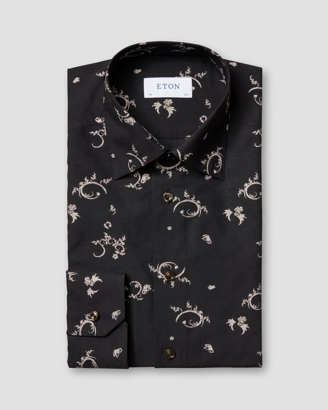 Fil-Coupé-Anlasshemd in Schwartz & Gold - Eton