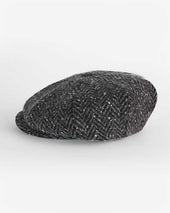 Grey Herringbone Donegal Tweed Wool Gatsby Cap