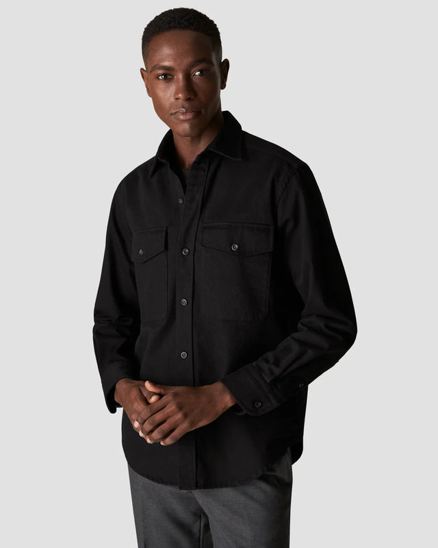 Black Heavy Denim Twill Overshirt - Eton