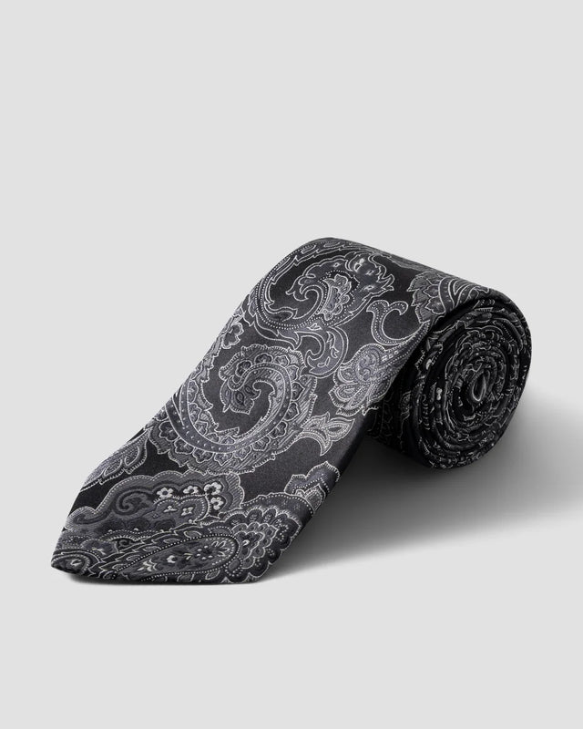 Schwarze Jacquard-Krawatte mit Paisleymuster - Eton