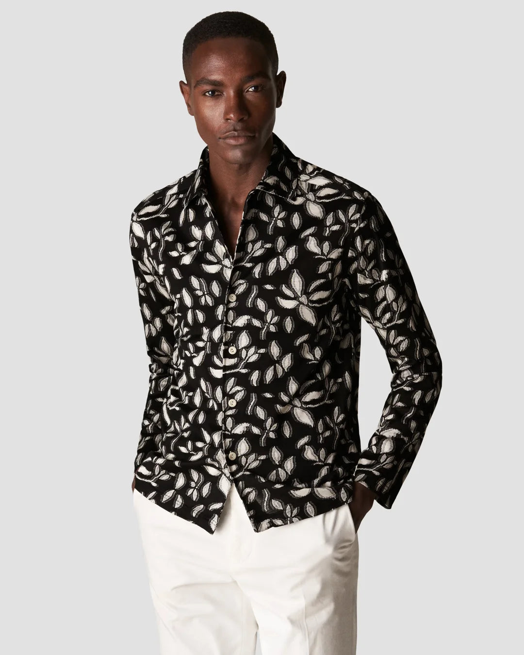 Floral Knit Jacquard Shirt Eton