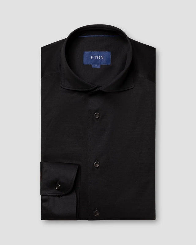Schwartz Langarm-Jerseyhemd - Eton