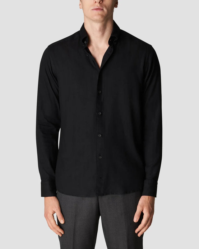 Schwarzes Herringbone-Flanellhemd - Eton