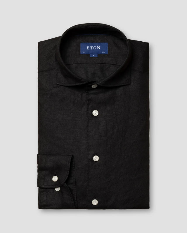 Schwarzes Hemd aus Leinen - Eton