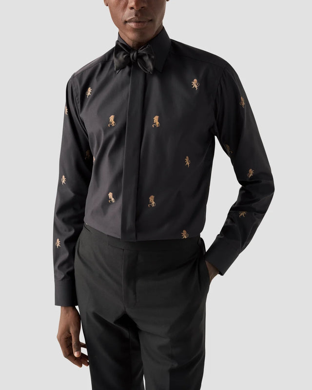 Black Lion Embroidery Fil Coupé Shirt - Eton