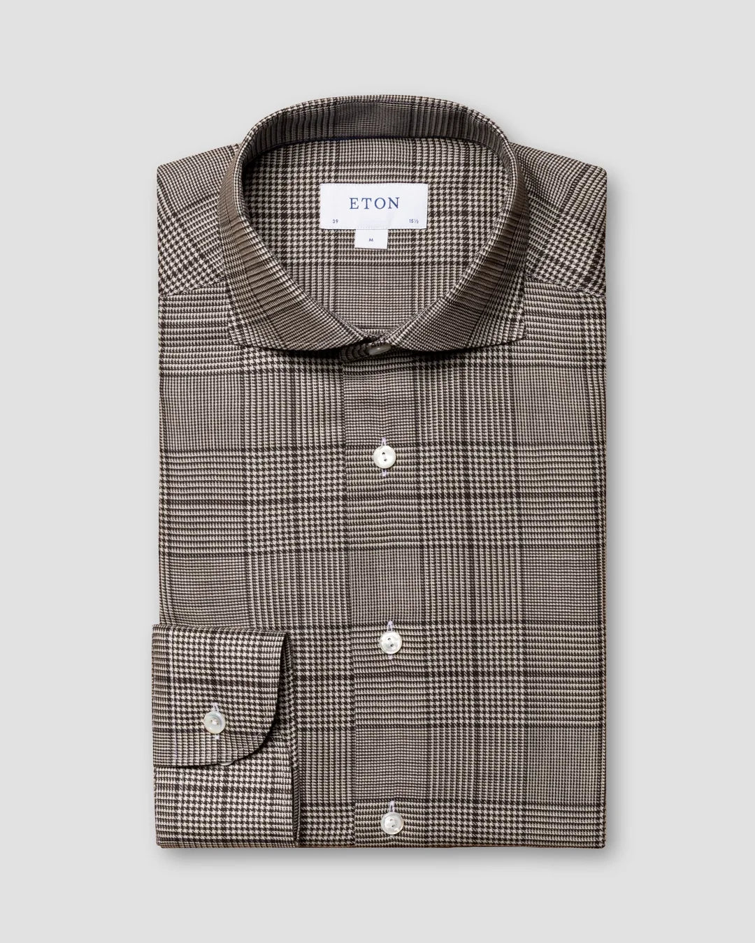 Plaid Brushed Merino Wool Shirt Eton
