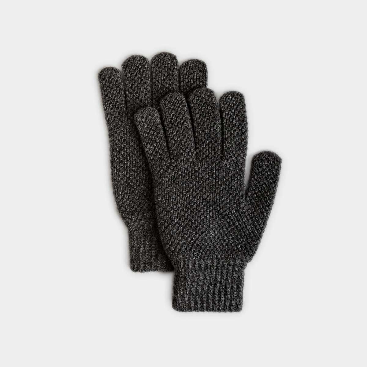 Moss Stitch Pure Cashmere Gloves