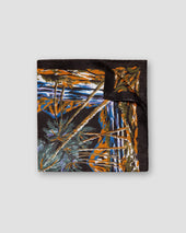 Black Palm Print Linen Pocket Square