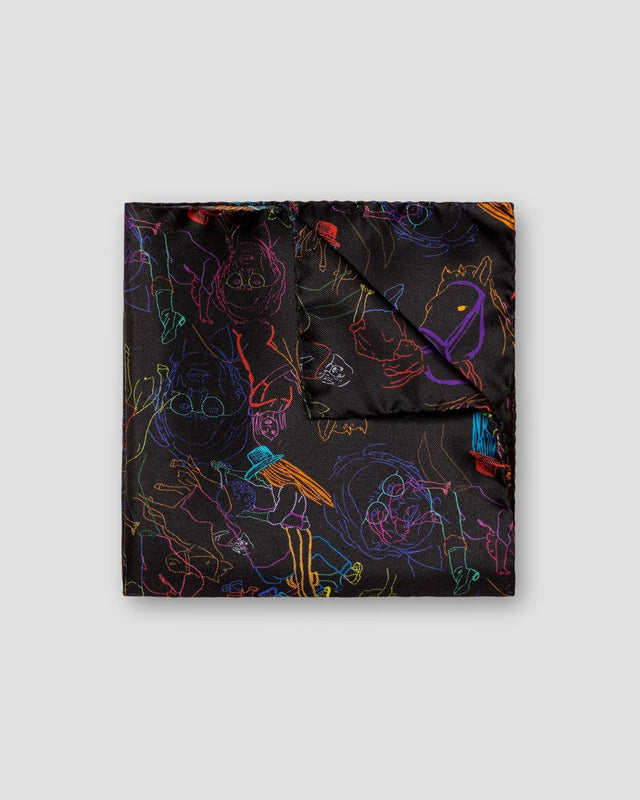 Black Studio 54 Print Silk Pocket Square