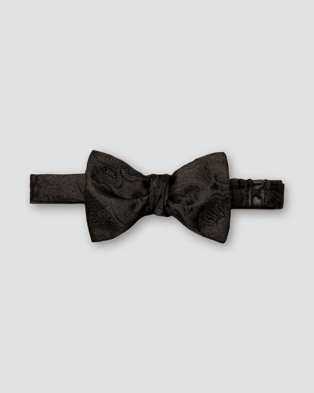 Schwarze Seidenschleife mit Paisley-Print - zum Selberbinden