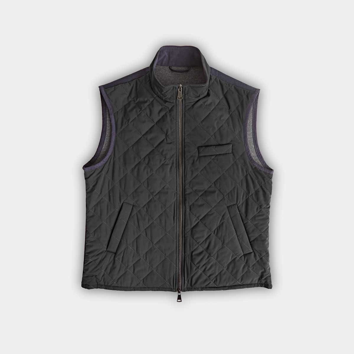 Quilted Gilet With Navy Knitted Back