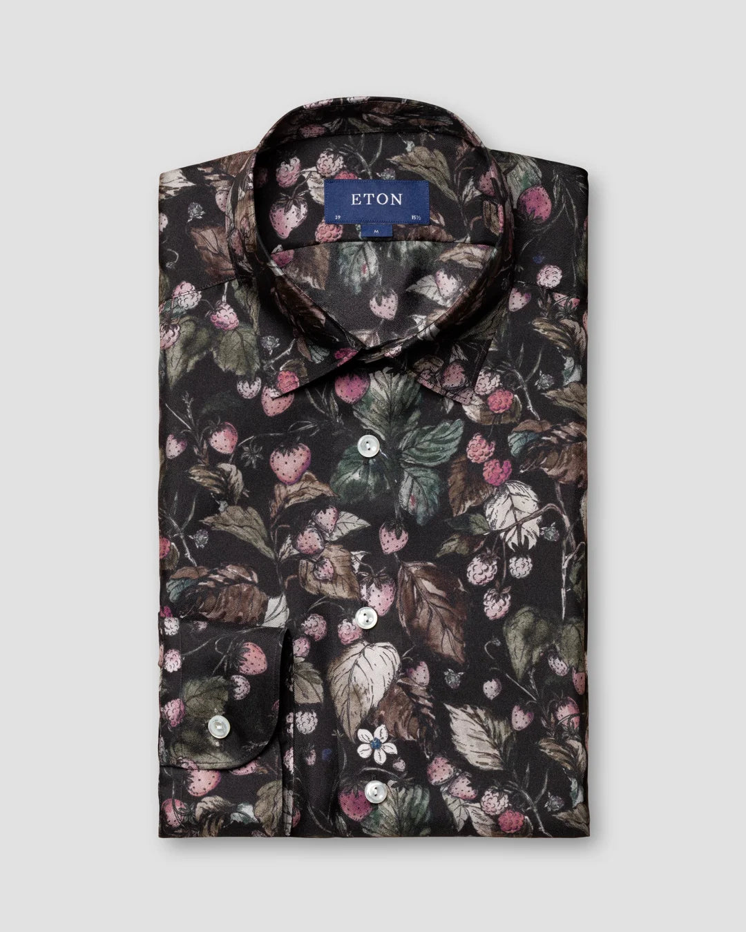 Strawberry Print Silk Twill Shirt Eton