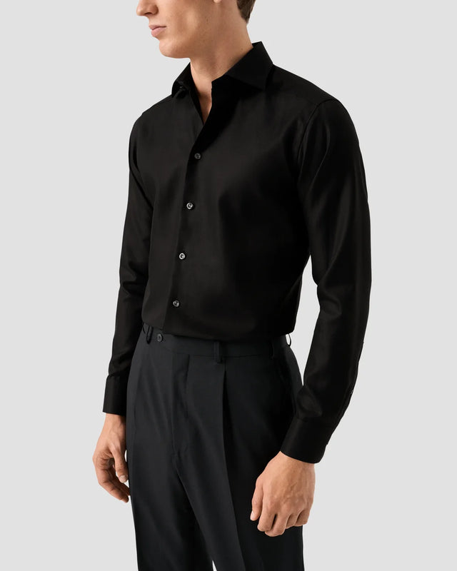 Schwarzes Hemd aus Struktur-Twill - Eton