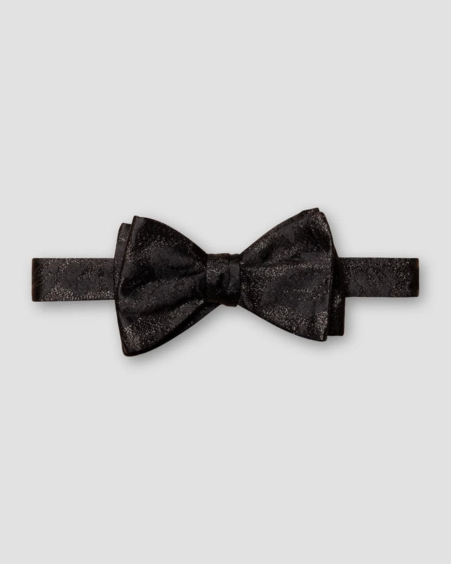 Black Floral Silk Bow Tie — Ready Tied