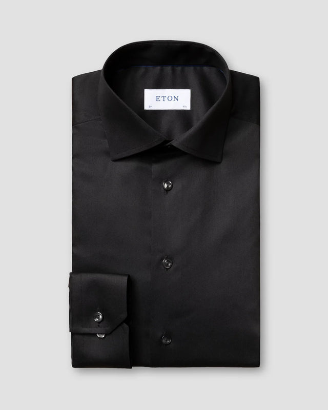 Schwarzes Hemd aus Stretch-Twill - Eton