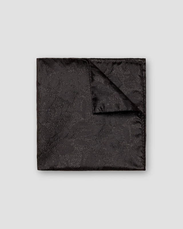 Black Floral Silk Pocket Square