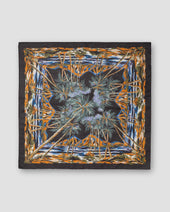Black Palm Print Cotton-Silk Banadana