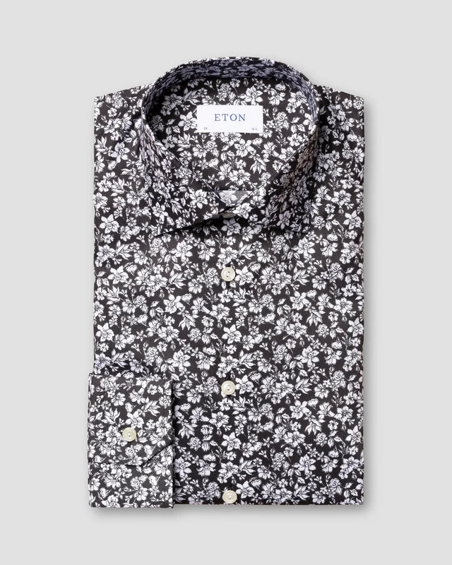 Hemd mit schwarz-weißem Blumenprint - Eton