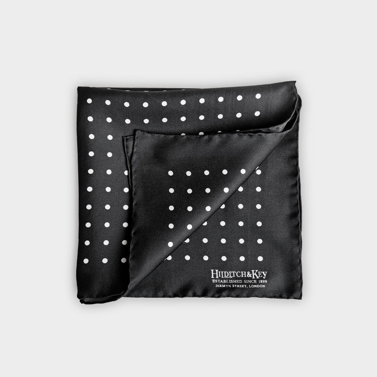 White Medium Spot Silk Pocket Square