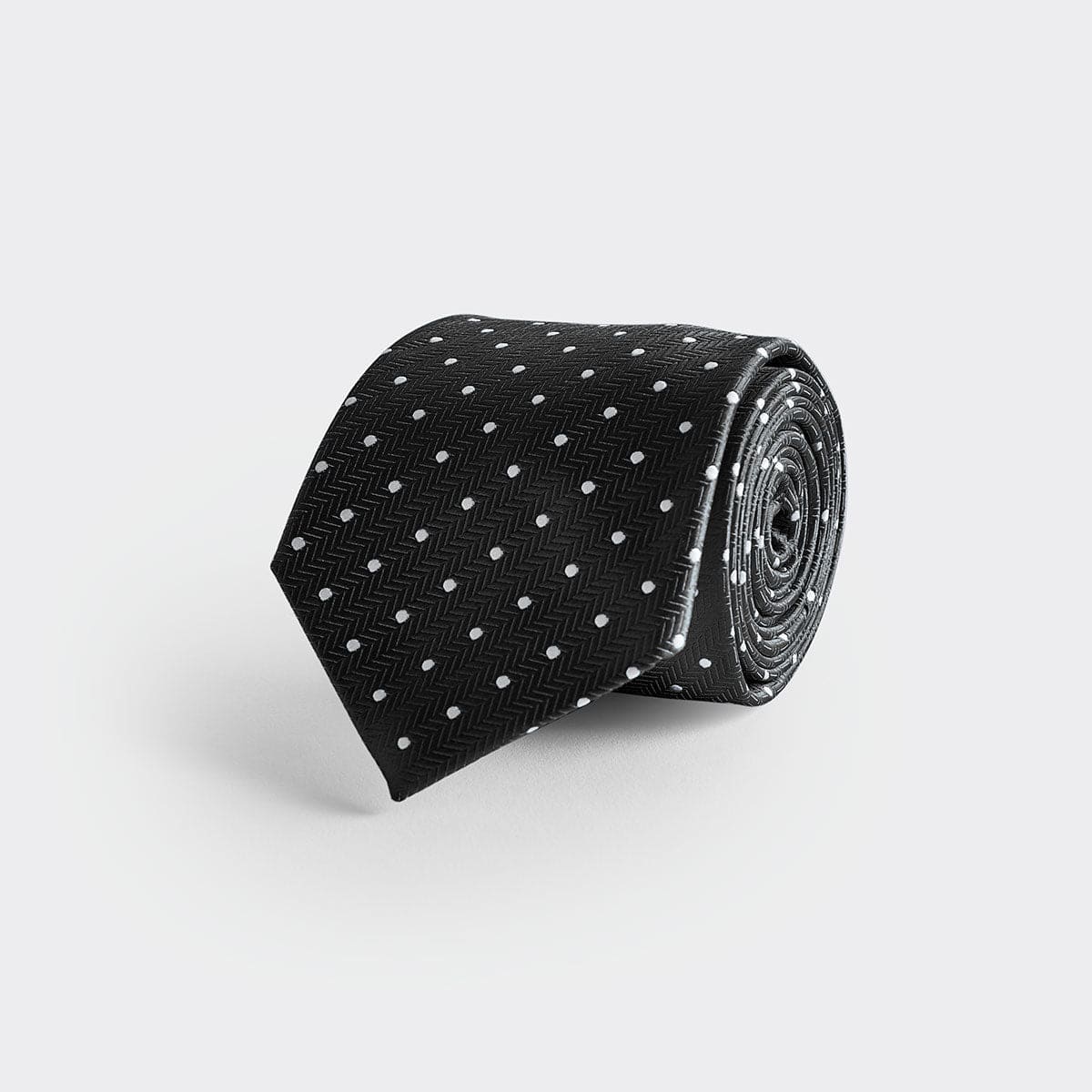 White Spot Herringbone Silk Tie