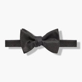 Black Woven Textured Silk Bow Tie