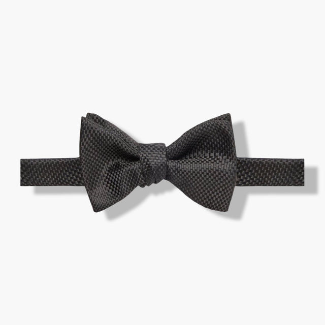 Black Woven Textured Silk Bow Tie