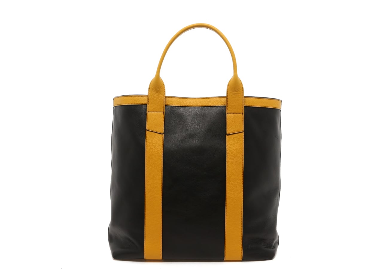 Tall Tote - Black/Yellow Trim - Tumbled - Black interior