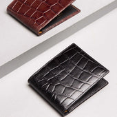 Croco Billfold Wallet With 6 C C