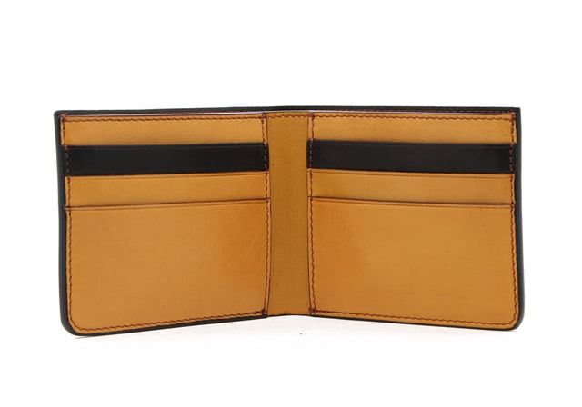 Bifold Wallet - Black / Ochre - Tumbled Leather