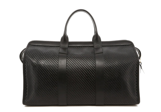 Signature Travel Duffle - Black - Basket Weave Printed Leather